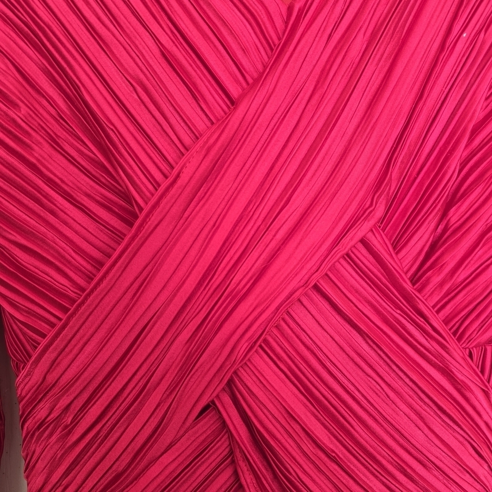 Vintage George. F Couture Elegant Hot Pink Accordion Pleat Formal Gown - Picture 6 of 7